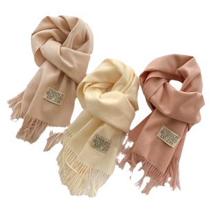 2024纯色围巾女冬季加厚仿羊绒披肩时尚洋气高档韩版保暖围脖百搭