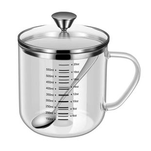 高硼硅玻璃水杯家用304不锈钢带盖杯子高颜值牛奶咖带刻度玻璃杯