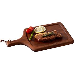 初心乌檀木牛排盘长方形西餐盘面包托盘披萨板木制餐盘牛扒木盘子