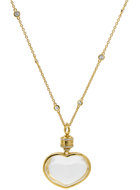 LAMUANA屁桃爱心白水晶项链轻奢系列银镀厚金设计感毛衣链91583