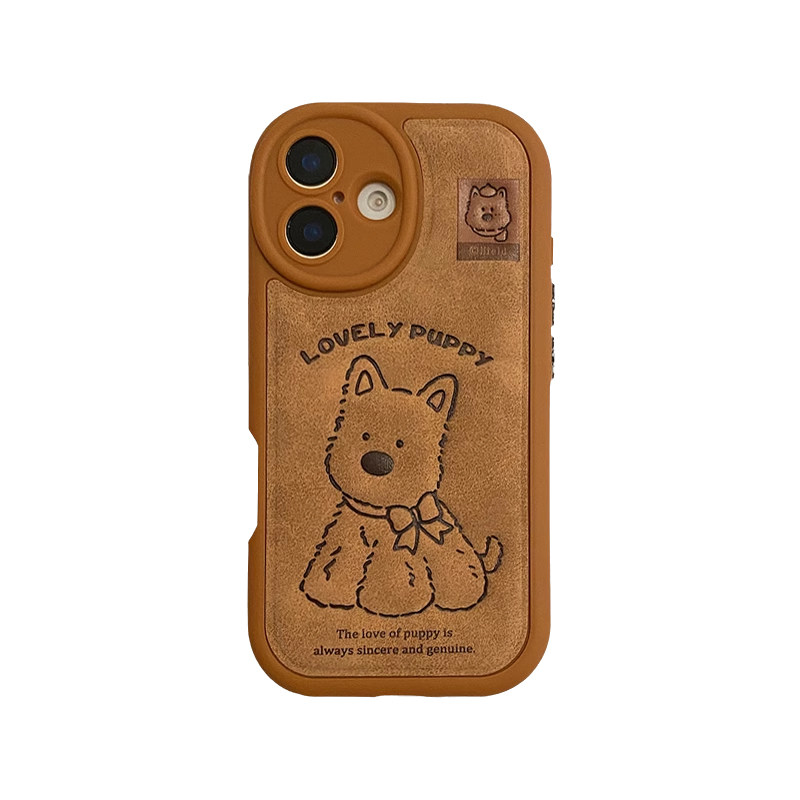 秋冬高级感印压皮质西高地适用于苹果16promax手机壳iphone15保护套14苹果13防摔外壳17新款17pro女款