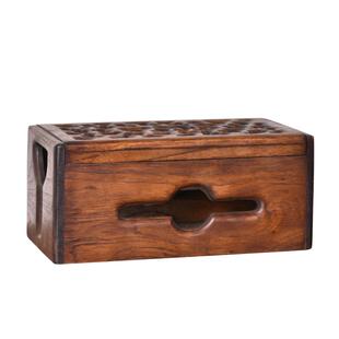 泰国进口实木集线盒电源线整理盒客厅插线板插排插座收纳盒集线器