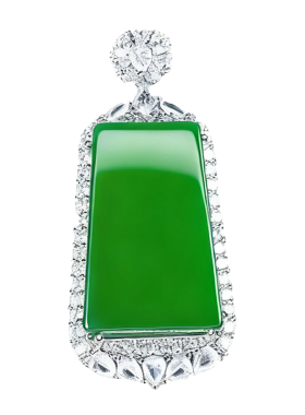 冰绿玉髓平安无事牌吊坠玛瑙项链