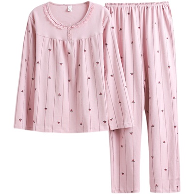 南极人妈妈春秋季大码中老年睡衣