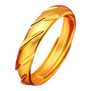 越南沙金戒指活口可调节镀金男女仿真假黄金结婚戒指不掉色尾戒子