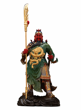 典藏黄铜立刀关公铜像武财神招财供奉神像关羽关二爷居家中式摆件
