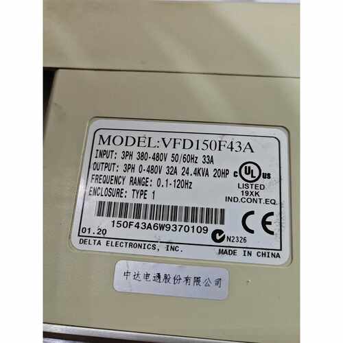 台达变频器，型号VFD150F43A，三相380-480V，
