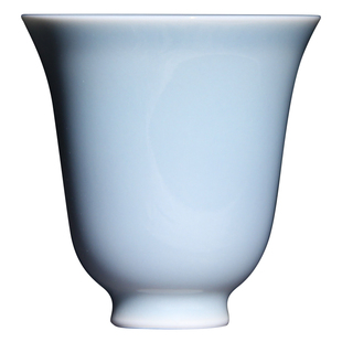 台湾晓芳窑瓷器天蓝仰钟杯全手工茶杯复古杯子单色釉陶瓷中式茶具