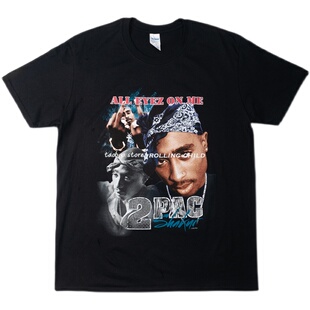 正版Tupac 2PAC图派克vintage说唱嘻哈摇滚乐队短袖T恤e 官方现行