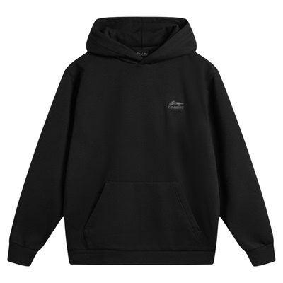 李宁黑色连帽卫衣男女款加绒保暖