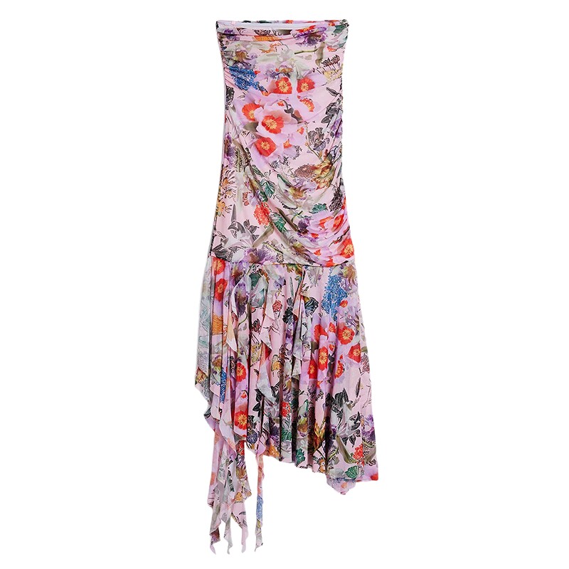 Desigual【明星同款】Lacroix联名花朵不规则网纱连衣裙