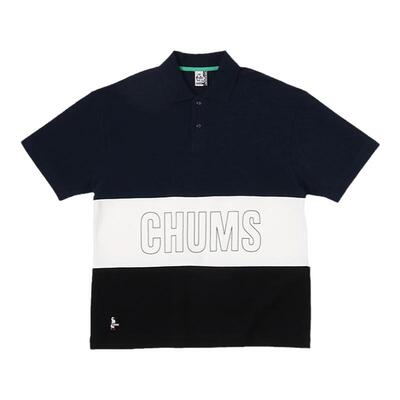 CHUMS洽洽鸟运动户外休闲短袖T恤拼色Polo衫男女同款CH02-1214