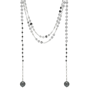 LAMUANA碎银爆闪大溪地灰珍珠项链原创设计感琉璃长款银色毛衣链