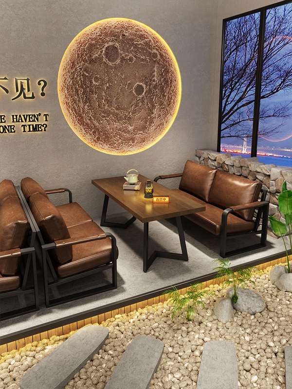 露营风酒吧实木桌椅清工业风咖啡厅吧小酒馆沙发烧烤店茶楼卡座