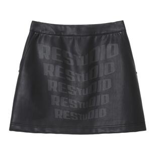 REVAN芮范设计师款街头风哑光胶印皮裙RN91501207