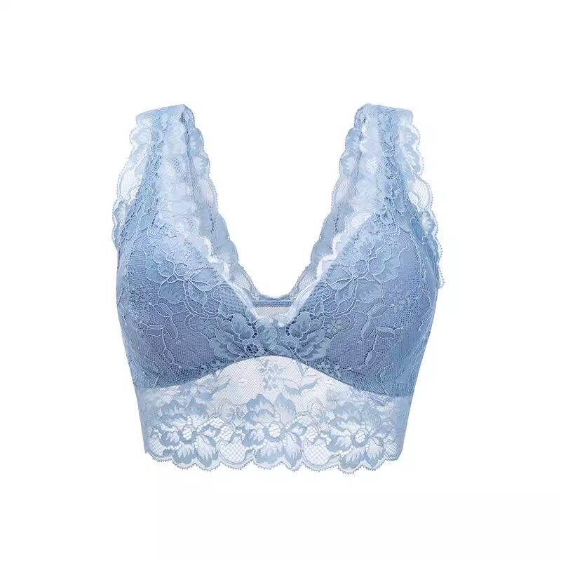 法式蕾丝桑蚕丝背心式女无痕抹胸式薄款文胸无钢圈性感美背内衣套