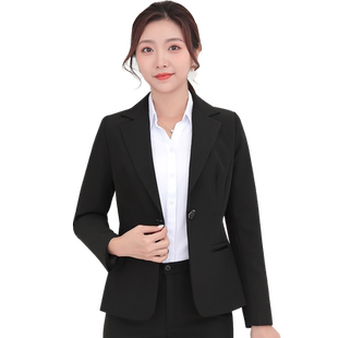 黑西装套装女秋冬商务正装藏青小西服外套修身工装面试上班工作服