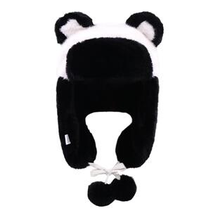 谷爱凌同款小熊雷锋帽女冬季加绒保暖护耳骑车防风防寒东北帽子厚