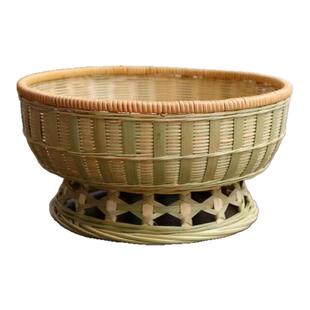 竹编藤口馒头筐高脚零食水果篮精编茶桌点心篮家用厨房洗菜沥水篮