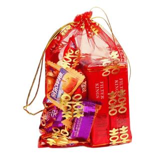 结婚烫金喜糖袋沙袋创意婚庆用品糖果包装袋喜糖喜蛋回礼纱网袋