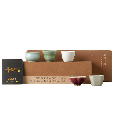 五大名窑茶杯  |  非遗传承茶具礼盒套装 ×五福杯组合
