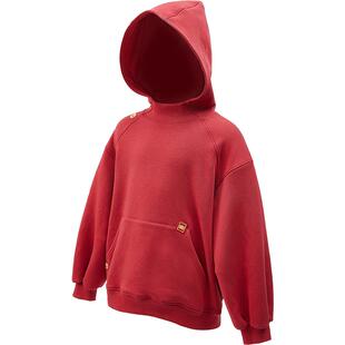 Q21儿童新年红卫衣卫裤男女童宝宝加绒连帽拜年服上衣裤子秋冬季