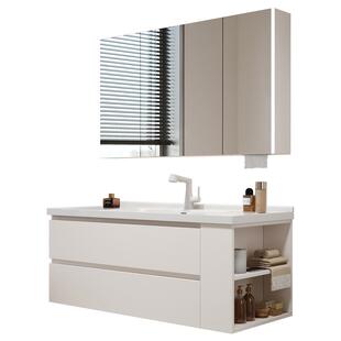 四季沐歌浴室柜陶瓷一体盆卫生间洗手洗脸盆柜组合洗漱台侧边收纳