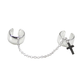 925纯银双十字架耳夹女生戴耳骨无耳耳环不过敏创意趣味简约银饰