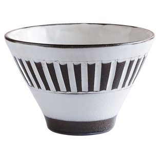 日本进口十草陶碗斗笠碗冰裂纹黑陶粉引餐具粗陶复古职人手作小碗