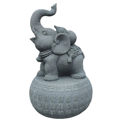 青砂石百福大象摆件家居玄关酒柜大象摆件风水招财象