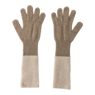 高端纯山羊绒手套女护腕冬季保暖加厚长款户外漏露手指头手套