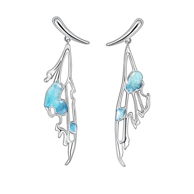 花芽蓝闪蝶耳钉女冷淡风小巧