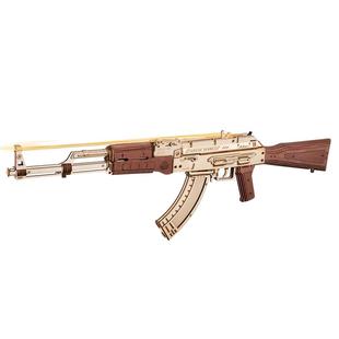 ak47积木枪皮筋枪木制拼装模型连发雷明顿组装玩具儿童手工礼物男
