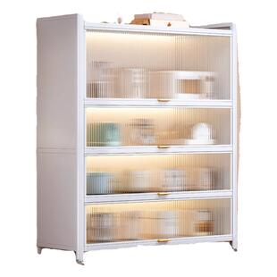 收纳柜带门货架家用厨房置物柜客厅整理架落地多层储物橱柜餐边柜