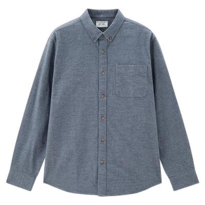 扣领尖领长袖口袋衬衫磨毛