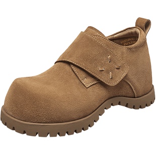 意尔康女鞋春秋季内增高单鞋休闲厚底全包勃肯鞋魔术贴大头鞋