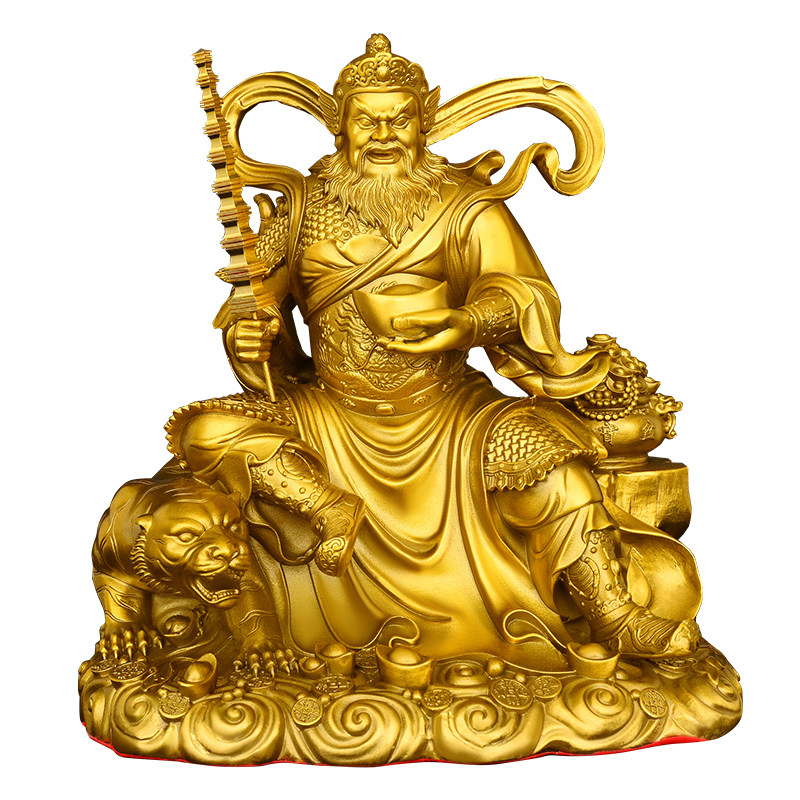 纯黄铜赵公明财神骑虎像武财神