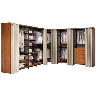 钢木钢制转角衣柜定制组合衣柜家用卧室置物架衣橱金属框架开放式