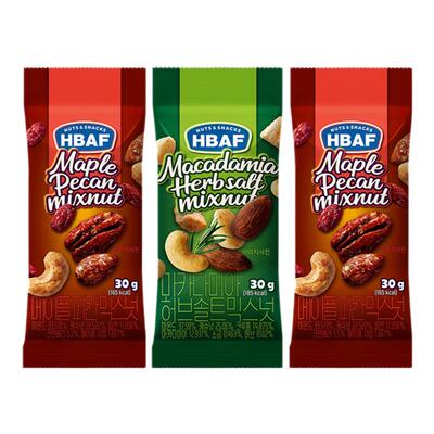 韩国进口hbaf芭蜂枫糖味碧根果香草盐夏威夷果仁混合每日坚果零食
