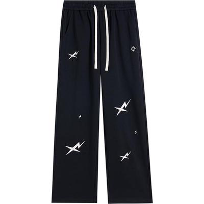 准者闪电刺绣运动长裤男直筒宽松