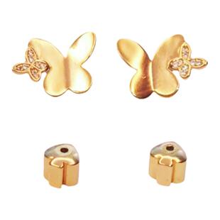 欧美饰品女镀ks金几何蝴蝶镶嵌白色锆石耳饰耳环耳钉小众设计潮款