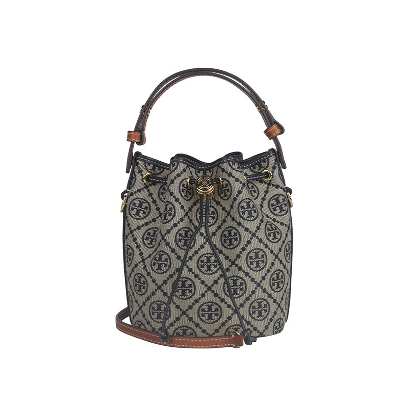 【自营】Tory Burch/汤丽柏琦女士提花单肩斜挎手提水桶包 166415