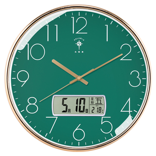 北极星挂钟客厅钟表家用静音时钟简约轻奢北欧温度日历壁钟石英钟