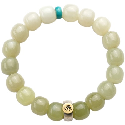 籽料生肖守护神银饰和田玉手串