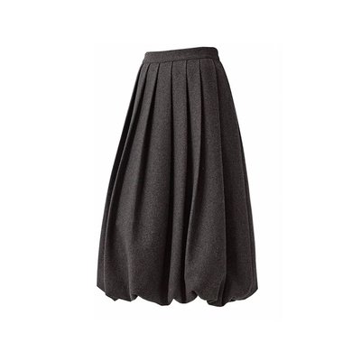 高智感格雷系灰色百褶花苞裙~