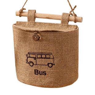 收纳挂袋墙挂式门后衣柜置物袋简约床头饰品挂兜篮宿舍黄麻整理袋