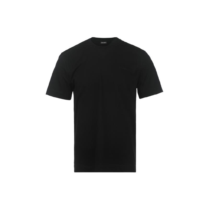 【自营】Zegna/杰尼亚男士简约LOGO徽标刺绣棉质经典圆领短袖T恤