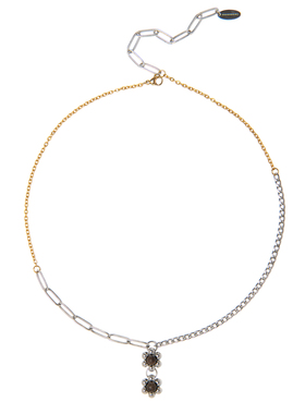 原创小众精致钛钢木珠花朵毛衣链