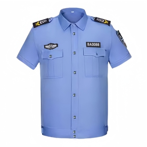 夏天保安制服男款短袖衬衣蓝色夏季公司保安服套装物业执勤衬衫女