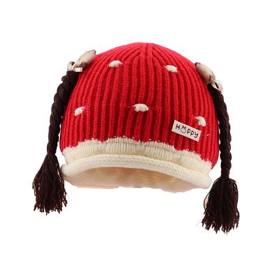 婴儿帽子秋冬新款女宝宝洋气辫子